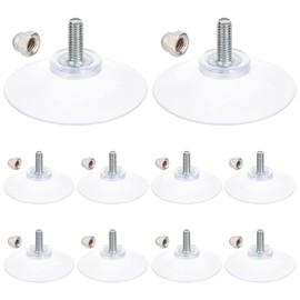 GORGECRAFT 12 Sets License Plate Suction Cups Hooks Clear 2.1" Silicone Transparent PVC Suctions Cup Holders Pads Sucker Bathroom Kitchen Shelf Accessories with M6 Cap Nut for Shade Glass