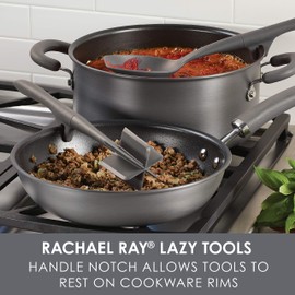 Rachael Ray Tools and Gadgets Lazy Crush & Chop, Flexi Turner, and Scraping Spoon Set / Cooking Utensils - 3 Piece, Gray
