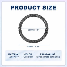 sourcing map Twist Shaped Spring Snap Keychain Clip, 48mm Metal Trigger Keychain Hook Clip Key Hook Buckle for Purses Wallet Belts Hardware Bags, Gun Black Pack of 10