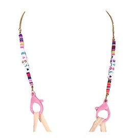Fashion Culture Love Beaded Necklace Lanyard Large Clip Holder for Face Mask, 2 Pack Multi