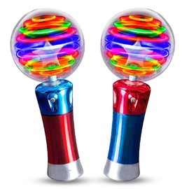 ArtCreativity ArtCreativity 7.5 Inch Light Up Magic Ball Toy Wands for Kids, Set of 2, Flashing LED Wands for Boys and Girls, Thrilling Spinning Light Show, Batteries Included, Fun Gift or Birthday Party Favor