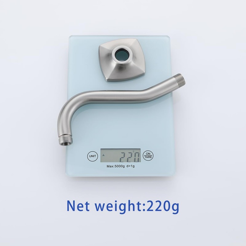 SWHYGER 8 Inch Angled Shower Arm Extension with Flange, Brushed