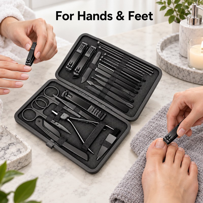 24-Piece Manicure & Pedicure Nail Care Set – Stainless Steel