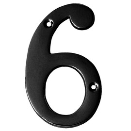Motif 4-Inch Solid Brass-Black Satin Finish, Mailbox Address Home Numeral/Address Sign House Numbers for Outside, Mailbox Numbers (Number 6)