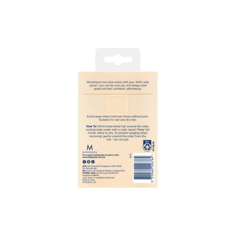 Lady Jayne Extra Large Self holding Rollers 4 Pack