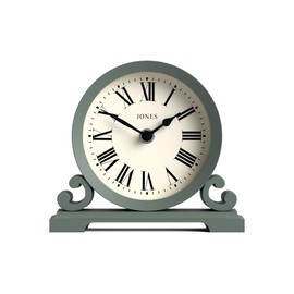 JONES CLOCKS® Saloon Table Clock | Traditional Double Scroll Design | Green | Roman Numerals | Classic Style for Desk, Table, Shelf or Bedside Table