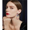 Colorful Rhinestone Rectangle Dangle Earrings Trendy Sparkly Crystal Geometric Drop