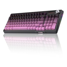 Kutethy KY95 98% Wireless Gasket RGB Gaming Keyboard,3-Modes 95 Keys Hot-Swap Mechanical Keyboard,Dedicated Knob Control on-Screen Display,Side Printed PBT Keycaps,5 Pin Linear Pre-lubed Coral Switch