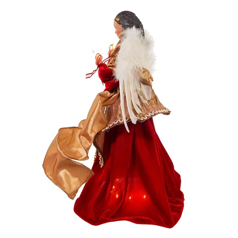 Kurt Adler 16-Inch Red/Gold Black Angel Tree Topper