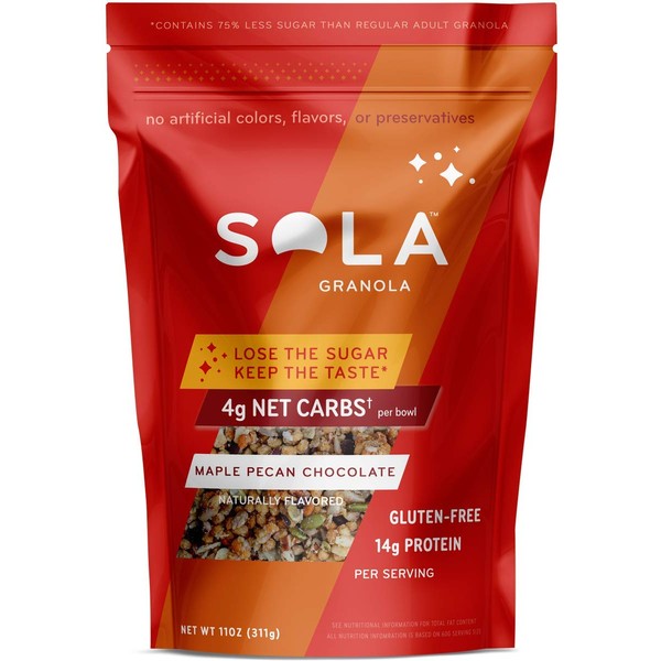 SOLA Granola, Low Carbs, Gluten free (Maple Pecan Chocolate, 11 Ounce, Pack - 1)