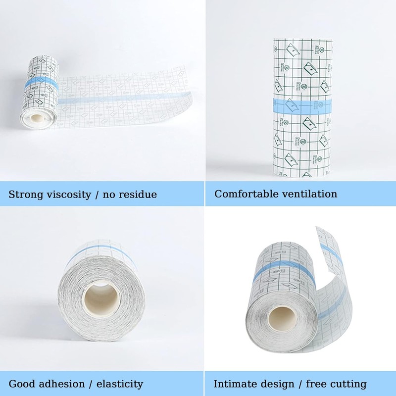 4 Rollos Vendaje Impermeable, BetterJonny Elástico Transparente Vendaje Adhesivos Transparentes