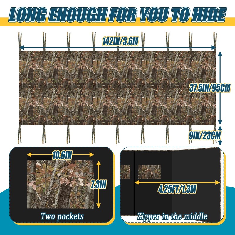 142"X37.5" Hunting Tree Stand Blinds for Deer Hunting Universal Camo
