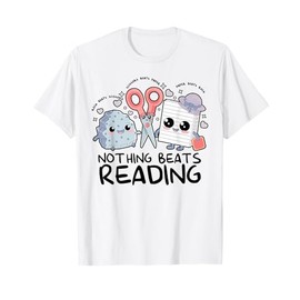 Nothing Beats Reading Rock Paper Scissors Book Lover Teacher T-Shirt