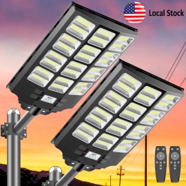 Solar Street Light Outdoor High Output LED Large Battery 20000mAh Capacity US Inventory for Parking Areas Public Private UseEmitting Color: White, Lamp Power(W): BM1200, Battery Capacity: 20000mAh