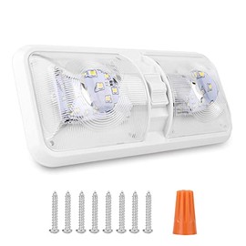 RVZONE LED RV 12V LED Ceiling Double Dome Light Fixture | 1000 LM Clear RV Interior Lighting for RV Trailer Camper Truck Van Boat Car(Natural White 4000-4500K, 1 Pack)