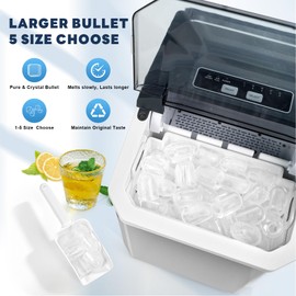 iceBlue 5 Levels of Bullet Ice Sizes Ice Maker with Handle, 9 Ice Cubes Ready in 9 Mins countertop Ice Machine, 26.5lbs Per Day Stainless Ice Makers Countertop with Basket & Scoop for Home and Kitchen