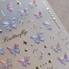 Pink Purple Butterfly Nail Stickers 5D Embossed Metallic Star Nail