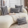 Neelvin Grey Faux Fur Cozy Soft Striped Decorative Throw Pillow