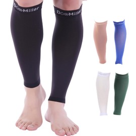 Doc Miller Calf Compression Sleeve Men, 30-40mmHg Medical Grade Calf Sleeves for Men and Women Supports Shin Splints, Varicose Veins Recovery, 1 Pair XXX-Large Wide Size, Jet Black