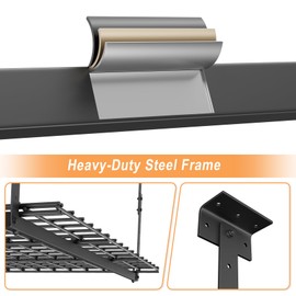 Jusgym 45-Inch x 45-Inch Overhead Garage Storage Rack, 17"-28" Height Adjustable Garage Storage Organization Systerm, Heavy Duty Metal Garage Ceiling Storage Racks, 250LBS Weight Capacity, Black