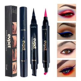 Universo en Linea 2pz Delineador Doble Sello De Gato Indeleble Waterproof F Color Negro Y Rosa Efecto Mate