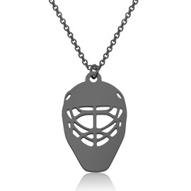 Ice Hockey Goalie Mask Necklace Hockey Mom Jewelry Hockey Gift Hockey Fan Hockey Jewelry (Goalie Mask black N CA)