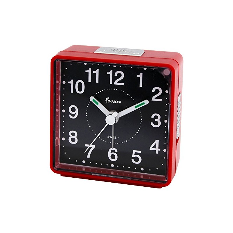 Impecca WAT2810R Travel Alarm Clock Sweep Movement Red
