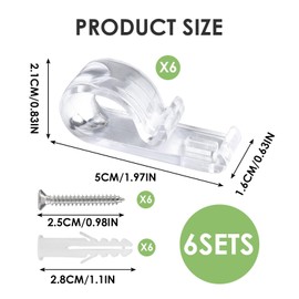 ALLisWE 6PCS Roman Blind P Clip Plastic Roller Shade Clear Safety Chain Retainer Child Safety Clear Roman Blind Roller Blind Clips with 8 Screws and 8 Pillars for Blinds Vertical