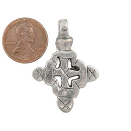 Silver Ethiopian Coptic Cross Pendant, African Abyssinian Design, Orthodox Christian Pendant for Jewelry, The Bead Chest