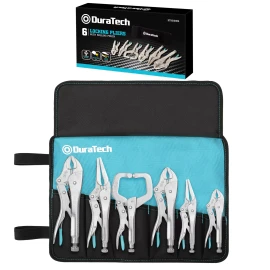 DURATECH 6PC Locking Pliers Set C-clamp Long Nose Curved Jaw Locking Pliers
