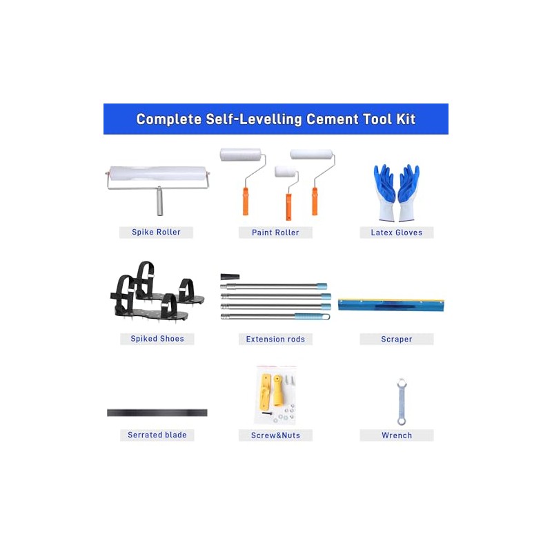 Self Leveling Cement Tool Kit- Epoxy Floor Tool Kit Includes