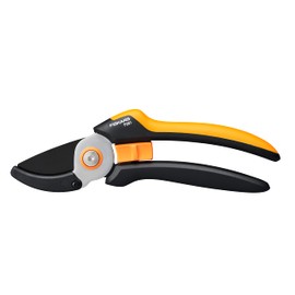 Fiskars Anvil Garden Shears L Solid P361 for Dry Branches and Branches Non-Stick Stainless Steel Blades Length: 20.1 cm, Black/Orange.