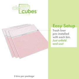 Clean Cubes 13 Gallon Disposable Trash Cans (3-Pack). Reusable Garbage and Recycling Bins for Parties, Events, and More (Pink - 17" Height x 13.5" Width x 10" Depth)