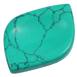 mookaitedecor Green Turquoise Howlite Thumb Stone Crystal Gemstone Massage Stone with Hollow Worry Stone for Healing Reiki Size Approx. 53 x 37 x 6 mm (Pack of 2)