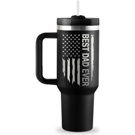 ROSTANTEN Dad Gifts Fathers Day Gifts for Dad from Daughter Son Kids Wife Best Dad Ever Gift Father Birthday Gift Ideas 40oz Travel Cup Insulated Tumbler with Handle & Straw