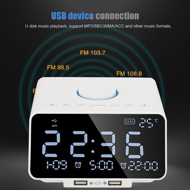 K9 Pro Alarm Clock Bluetooth Speaker 5.5Inch Dimmable LED Display