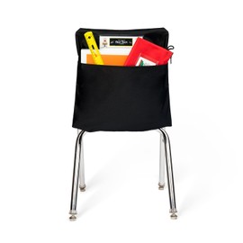 Seat Sack 12" Student Chair Pocket for Classrooms Pack of 10 BLACK Perfect Organizer for Classroom Chairs, Durable and Spacious Storage and Organization