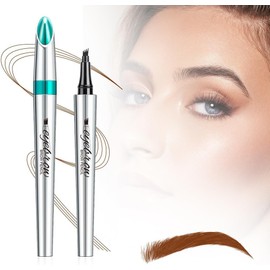Lápiz de Cejas Microblading 3D 2026 Nuevo (Paquete de 2), Pluma Precisa con 4 Puntas Mágicas, Impermeable, Trazos Finos para Contorno y Efecto Natural. (2 Pcs Marrón rojizo)