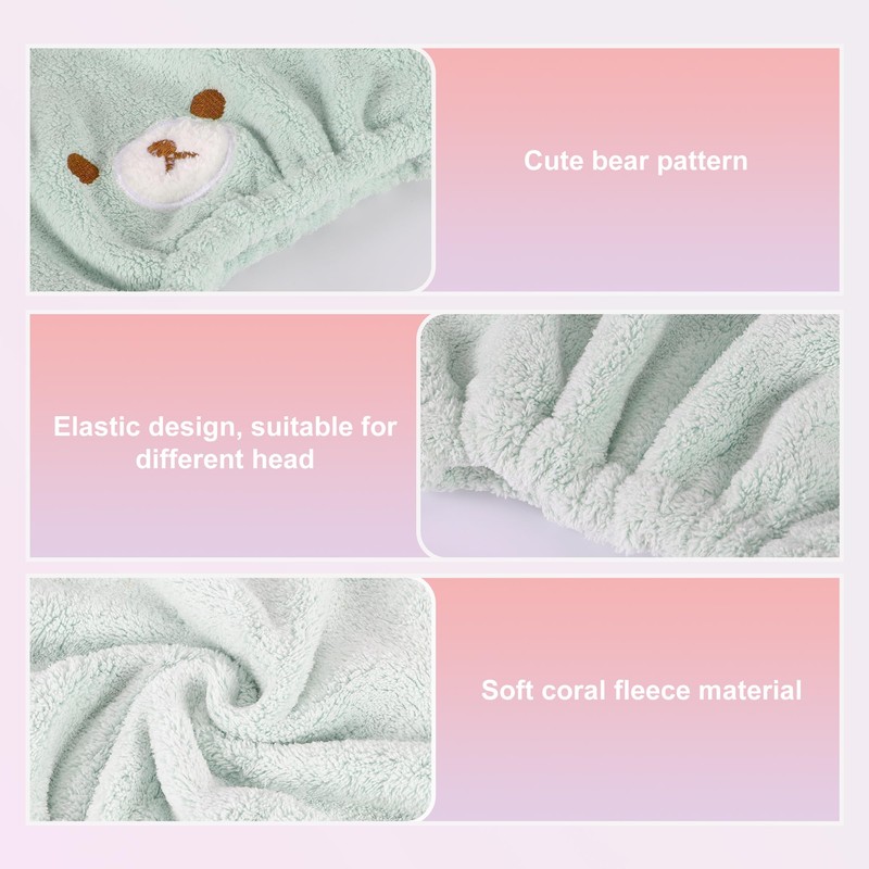 VOCOSTE Hair Drying Towel, Towel Cap, Super Absorbent, Quick Drying,