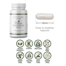 Trans-Resveratrol 400mg Antioxidant Supplement, 30 Capsules