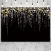 SENDY 10x7ft Black and Gold Party Photo Backdrop for Girls