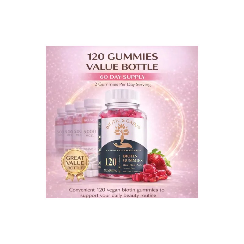 Gomitas Biotina 10000mcg Biotic's Gain Veganas 120 Unidades