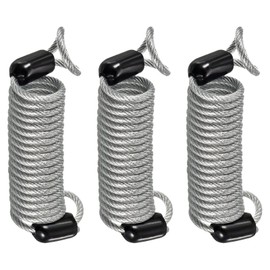 M METERXITY 3 Pack Disc Lock Security Steel Cable - Plastic Coated Spring Reminder Wire Anti-Theft Rope, Apply to Outdoors Protection (2.5mmx1m, Transparent)