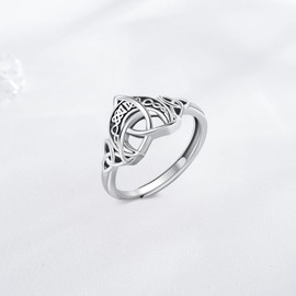 Celtic Ring 925 Sterling Silver Celtic Moon Ring Adjustable Irish Ring Celtic Jewelry Gift for Women, Sterling Silver, No Gemstone