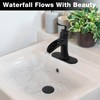 M OUDEMEI Solid Brass Waterfall Spout Bathroom Sink Faucet, Single