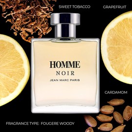Jean Marc Paris Homme Noir Eau de Toilette Spray 100ml, Men's Cologne, 3.4 fl. oz., Woody Cologne, Notes of Grapefruit, Tobacco, and Tonka Bean