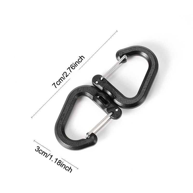 SquEqu 5 Pack Dual Locking Carabiner Clips with Double-Ended Wiregate