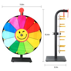 Delizon 12 Inch Color Prize Wheel, 12 Slot Spinning Wheel Fortune Game, Holiday Activities, Party, Classroom or Home Education, Sunflower Pattern