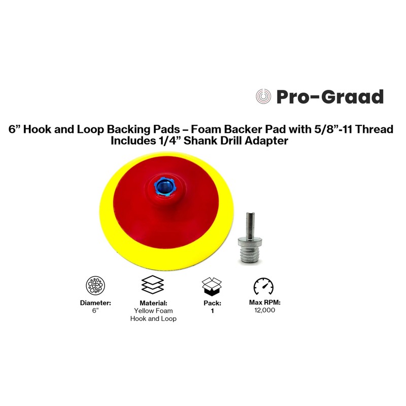 Pro-Graad 6" Premium Hook and Loop Backing Plate for Sanding,