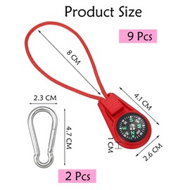 Pack of 9 Children's Compass, Multi Colour Mini Survival Compass, Outdoor Compass, Children's Compass, Small, with Compass for Camping, Hiking, Climbing, Fishing or Travel